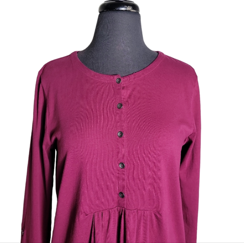 J. Jill Pull Over Half Button Up Crew Neck Top Si… - image 3